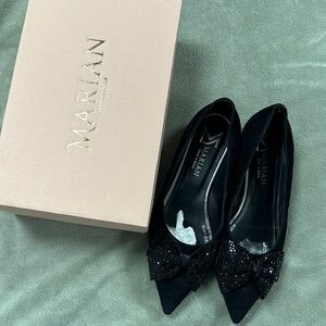 Marian Black Flats with Sparkling Bow